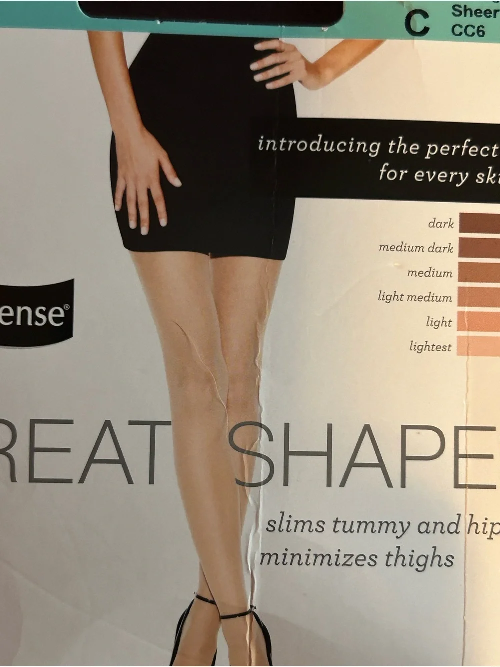 New No Nonsense Great Shapes All-Over Shaper Pantyhose - Size C Midnight Black